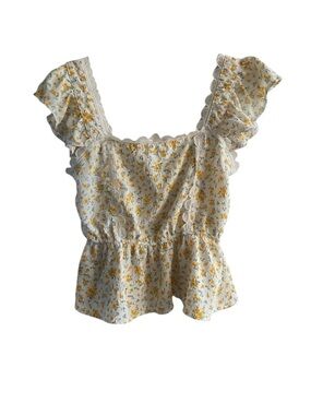 Blu Pepper Floral Lace Peplum Cap Sleeve Top